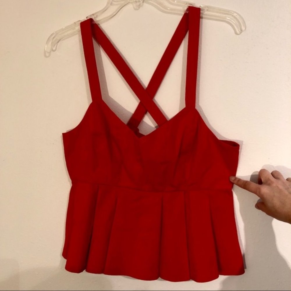 1.State Peplum Red RIVIERA FLAME Tank Large - Picture 2 of 6